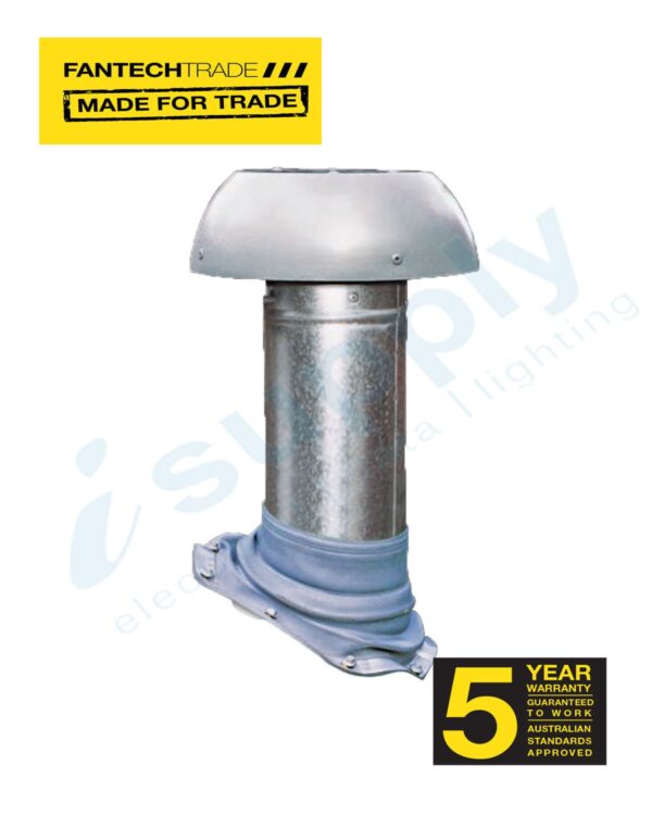 FANTECH Thru Roof Exhaust Fan 4 pole 200mm c/w Dektite ECE204M