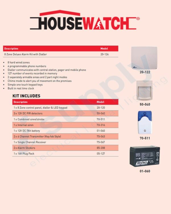 HOUSEWATCH CROW 8 ZONE DELUXE ALARM KIT WITH DIALLER 20-124 - Image 3