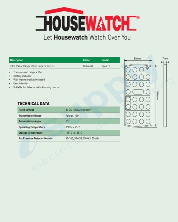 HOUSEWATCH IR REMOTE CONTROL FOR DIMMABLE DETECTOR 55-211 - Image 3