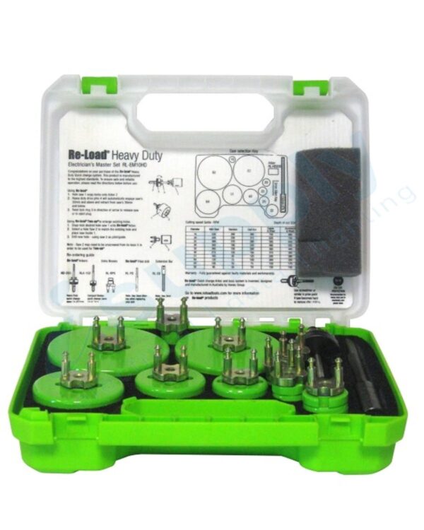 RELOAD HOLESAW SET 22PC QUICK CHANGE ELECT/10SAWS/10BOSSES/HD ARBOR RLEM10HD