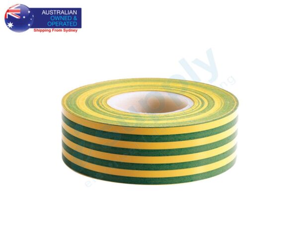 Home Electrical Insulation PVC Tape Earth G/Y 19mm x 20M Single or Bulk Pack - Image 4