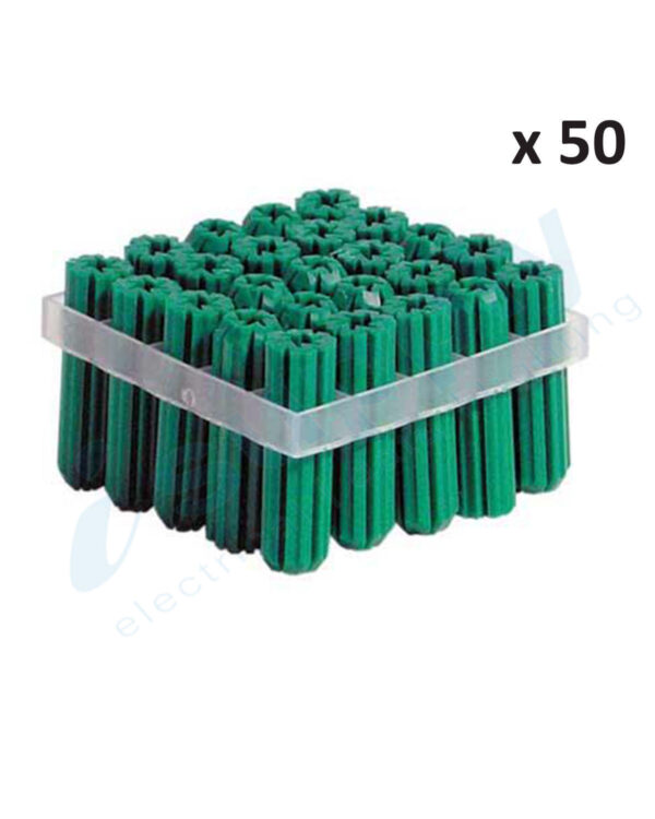 50 x Green Wall Plugs 6.5 x 35mm Wall Fixings for Wall Masonry Screws Express
