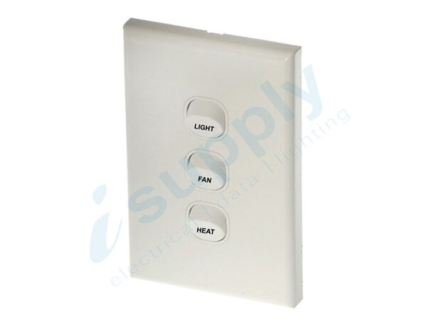 DEXTON 3 Gang Wall Switch – LIGHT FAN HEAT – DXWS3/LFH