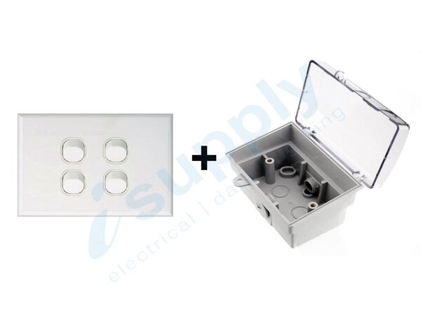 DEXTON Four Light Switch 4 Gang + Weatherproof Box Lock Clear Lid