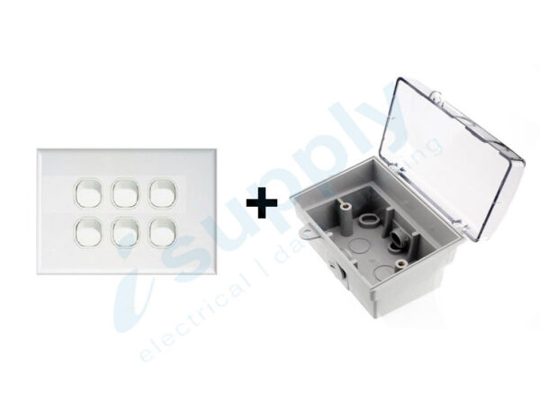 DEXTON Six Light Switch 6 Gang + Weatherproof Box Lock Clear Lid
