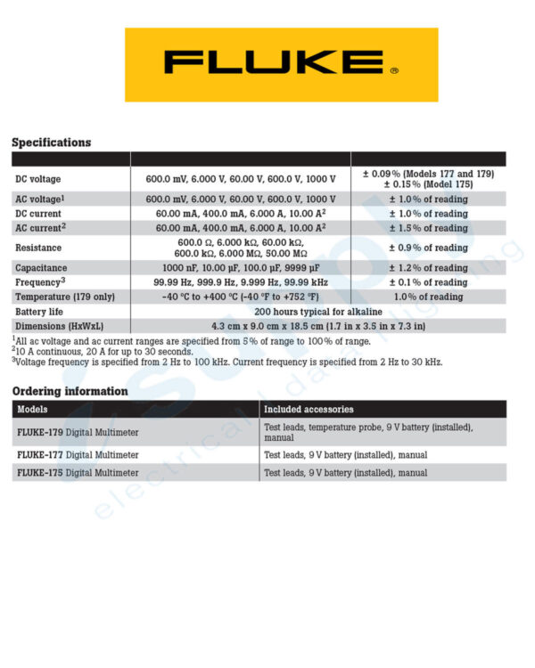 Fluke 179 True-RMS 1000V Multimeter FLU179 - Image 3