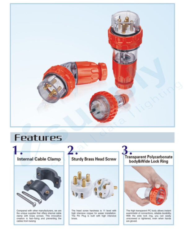 PULSET 3 Phase 5 Pin Straight Plug - 20Amp (IP/PLS3PH520) - Image 3