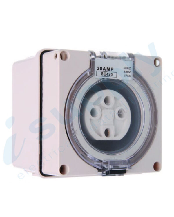 PULSET Single Phase 4 Round Pin Socket 20 Amp IP/SC420