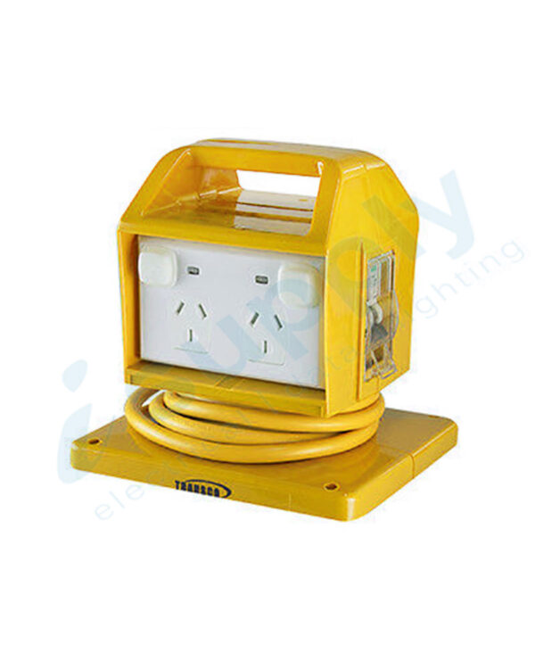 15 amp Portable Power Outlet Power Point Socket RCBO Protected Yellow