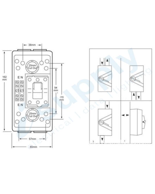NLS 63A ISOLATING SWITCH SINGLE 1 POLE INDUSTRIAL IP66 63A - Image 4
