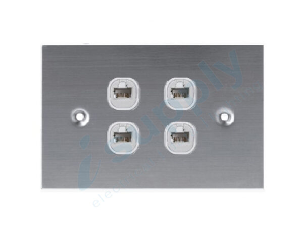DEXTON DATA INTERNET RJ45 FLAT STAINLESS STEEL SWITCH 4 Gang