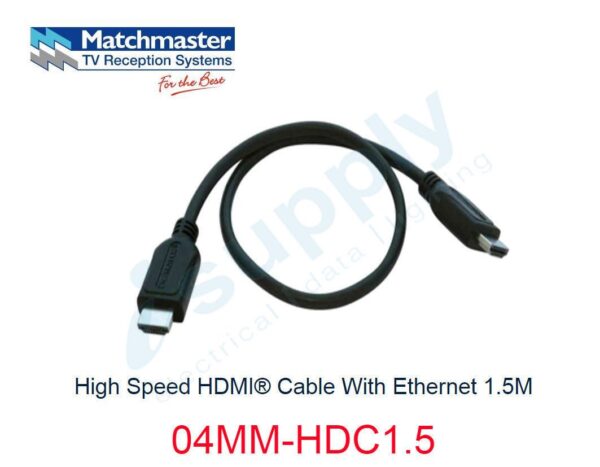 MATCHMASTER High Speed HDMI® Cable With Ethernet 1.5M 04MM-HDC1.5