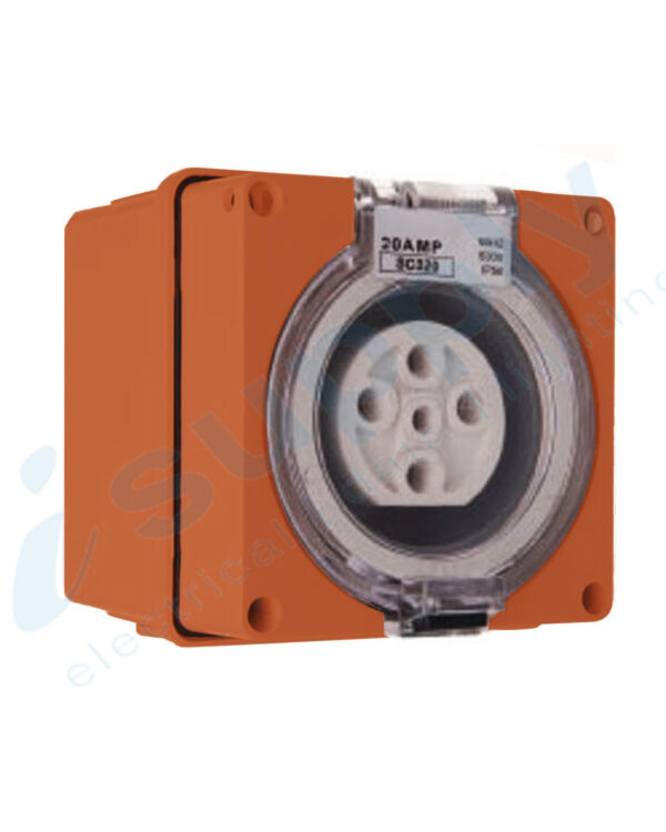 PULSET Single Phase 5 Round Pin Socket 10 Amp Resistive Orange IP/SC510/RO