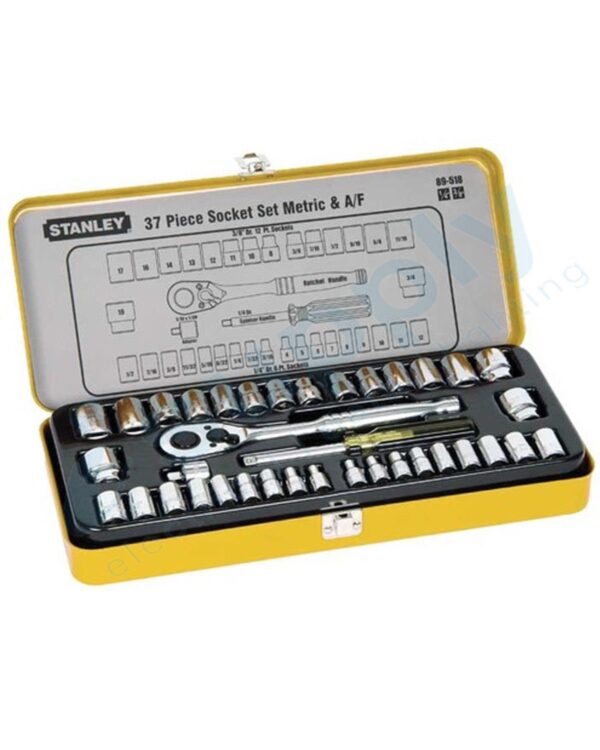 STANLEY 37 PCE 1/4" & 3/8" Drive Metric A/F Socket Set 89-518 - Image 3