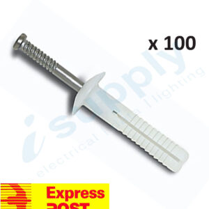 100 x Nylon Nail In Plug Mushroom head Masonry Anchor Tappets 6mm x 50mm EXPRESS