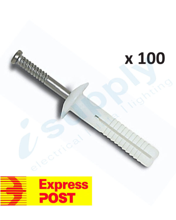 100 x Nylon Nail In Plug Mushroom head Masonry Anchor Tappets 6mm x 50mm EXPRESS