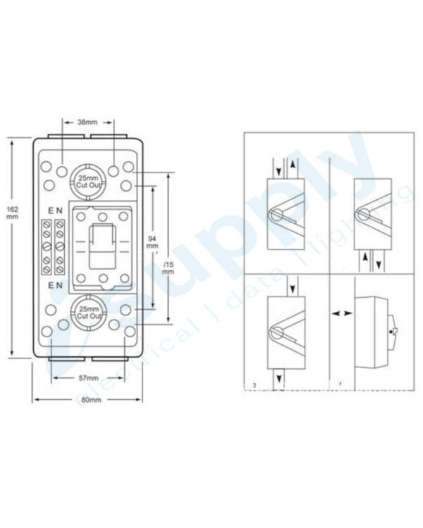 NLS 35A ISOLATING SWITCH SINGLE 1 POLE INDUSTRIAL IP66 32A - Image 3