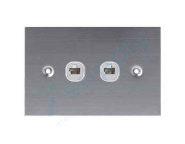 DEXTON DATA INTERNET RJ45 FLAT STAINLESS STEEL SWITCH 2 Gang