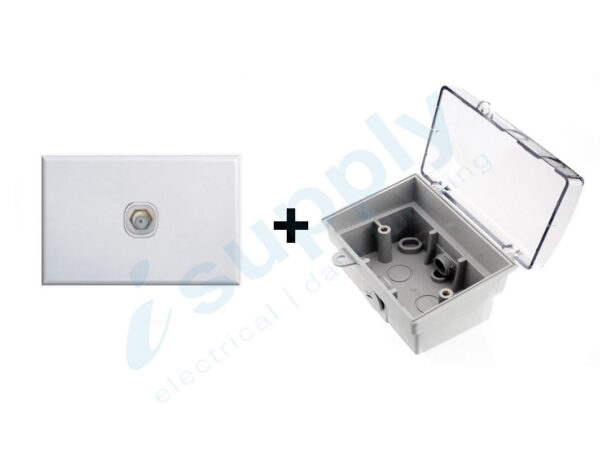 DEXTON F Type Antenna Outlet Socket + Weatherproof Box Lock Clear Lid