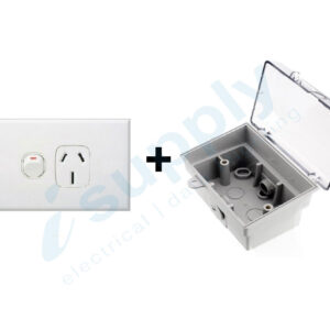 DEXTON Single Power Point 15 amp + Weatherproof Box Lock Clear Lid