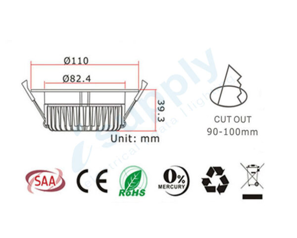 NLS 12WATT SAMSUNG LED DOWN LIGHT KIT DIMMABLE WARM 3000K - Image 3
