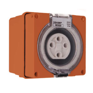 PULSET Single Phase 4 Round Pin Socket 10 Amp Resistive Orange  IP/SC410/RO
