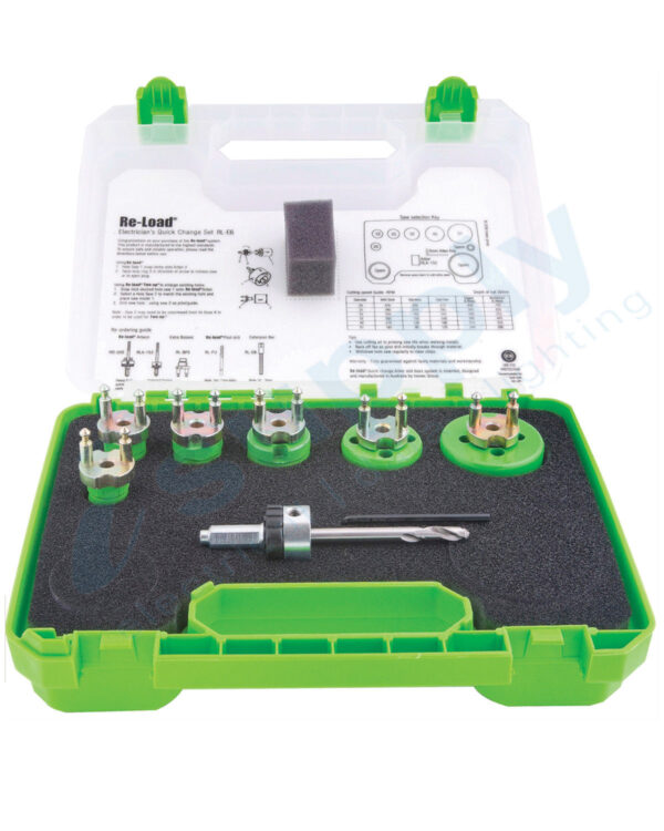 RELOAD HOLESAW SET 13PC QUICK CHANGE ELECTRICN, 6 SAWS/BOSSES+ARBOR RLE6