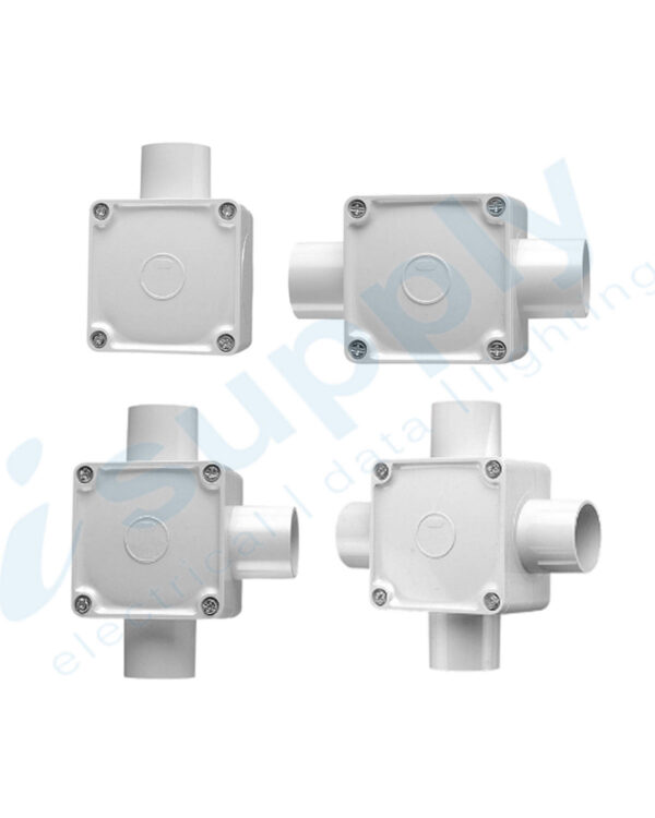 10 x SQUARE JUNCTION BOXES - 40mm 2 Way Entry PVC - Image 3