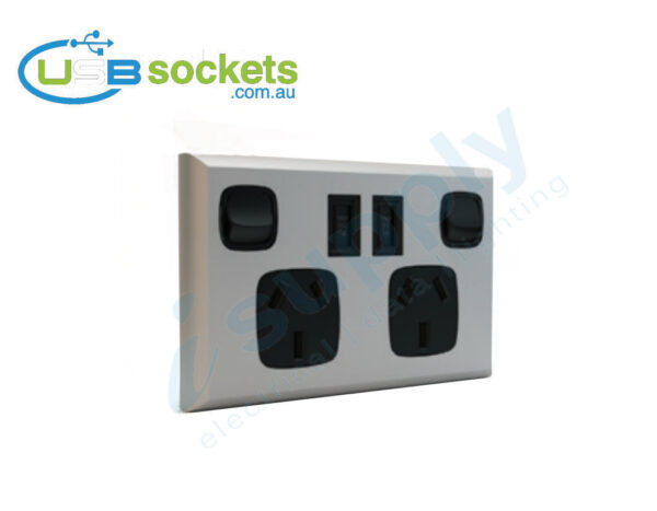 USB Double Power Point Plug Socket Switch Wall Power Australian - Image 6