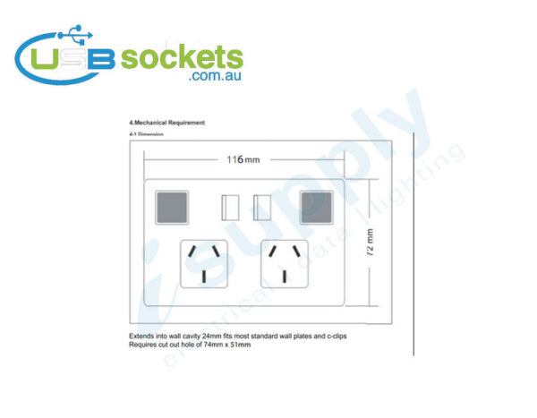USB Double Power Point Plug Socket Switch Wall Power Australian - Image 7