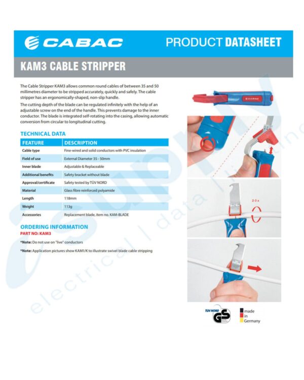 CABAC Swivel Blade Stripper 35-50mm (1/each) KAM3 - Image 3