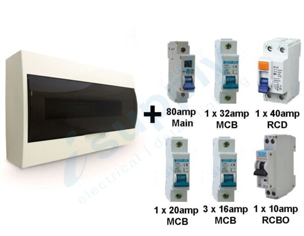 COMPLETE 18 Pole Distribution Board Switchboard Safety RCD Main MCB Way 18p MCB