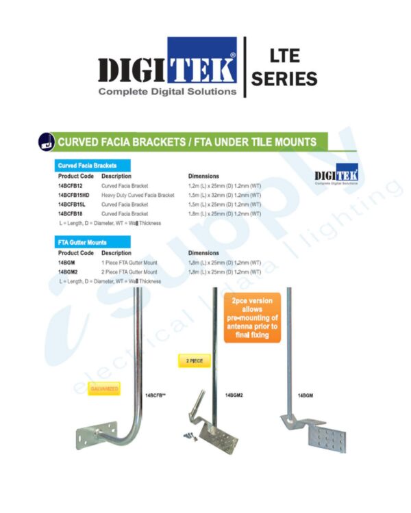 Digitek Curved Facia Bracket 1.2m x 25mm (1.2mm Wall) Galvanised 14BCFB12 - Image 3