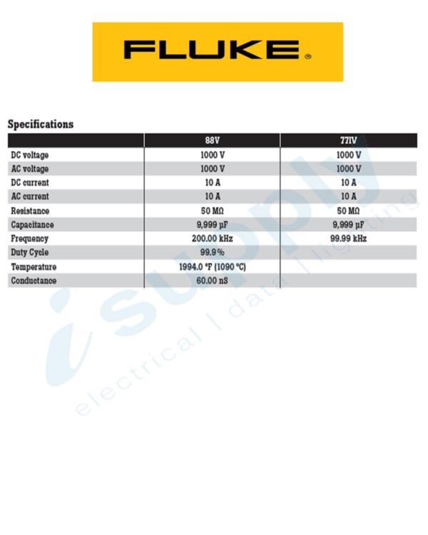 Fluke MULTIMETER 1000V LARGE DISPLAY FREQUENCY,CAPACITANCE,B/LIGHT FLU77-4 - Image 3