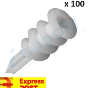 100 x Nylon Plaster Wall Anchor Speed Plugs Diecast V Type Wall-Mates