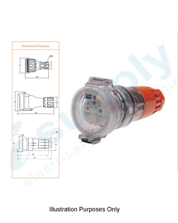 20 Amp Extension Lead: Single Phase,3 pin round 240V 10 20 30 Metres