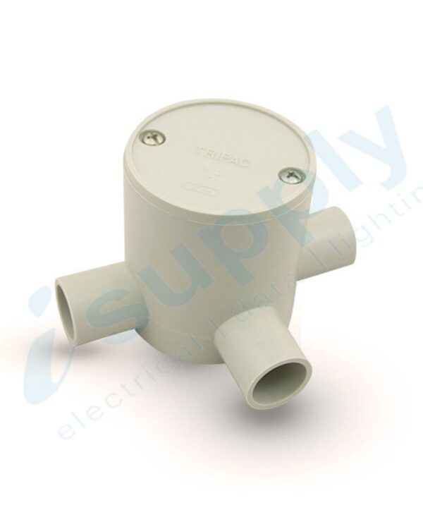 10 x 20mm 3 Way Deep Junction Box Round Conduit