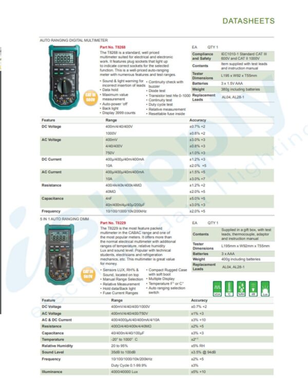 CABAC 5 IN 1 AUTO RANGE DIGITAL MULTIMETER T8229 - Image 3