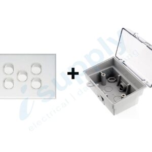 DEXTON Five Light Switch 5 Gang + Weatherproof Box Lock Clear Lid
