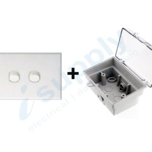 DEXTON Two Light Switch 2 Gang + Weatherproof Box Lock Clear Lid