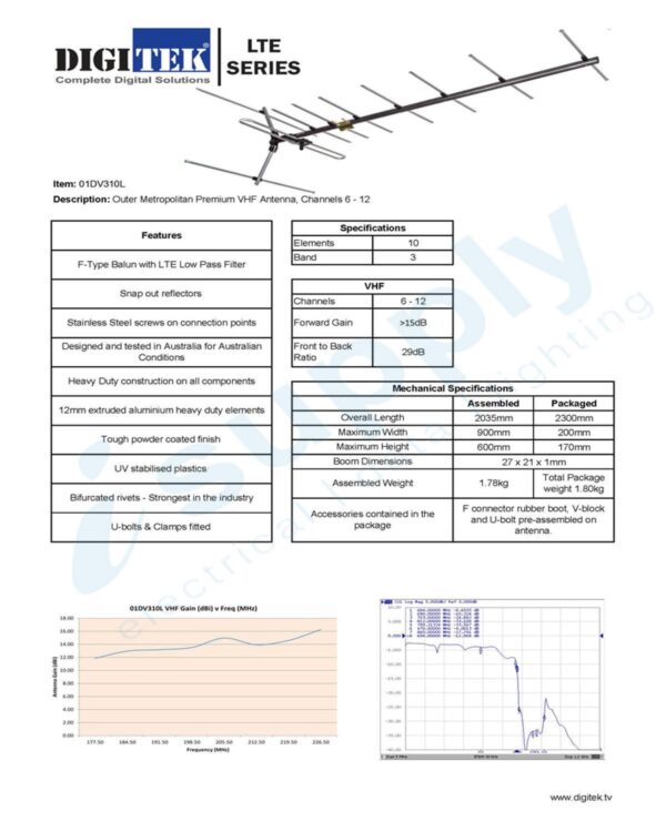 Digitek 10 Element Outer Metropolitan VHF Antenna 01DV310L - Image 3