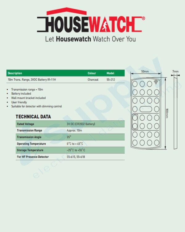 HOUSEWATCH IR REMOTE CONTROL FOR HIGH FREQUENCY SENSOR 55-212 - Image 3