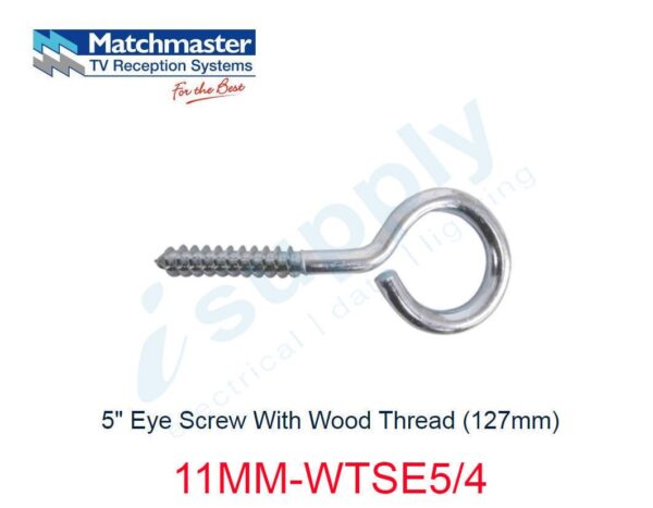 MATCHMASTER 4 x Antenna 5" Eye Screw With Wood Thread (127mm) 11MM-WTSE5/4