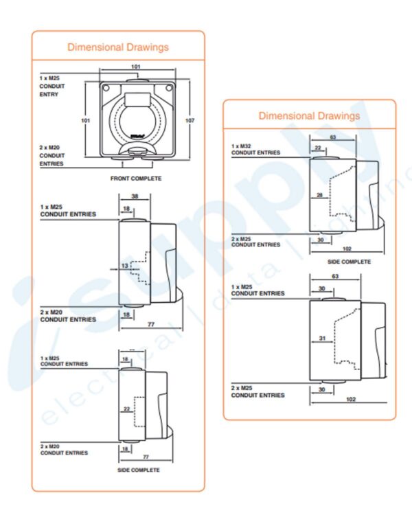 PULSET Single Phase 5 Round Pin Socket 50 Amp IP/SC550 - Image 4