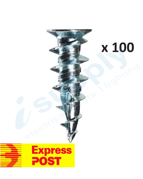 100 x Plaster Wall Anchor Speed Plugs Zinc Diecast V Type Wall-Mates