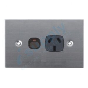 DEXTON BLACK FLAT STAINLESS STEEL SINGLE POWER POINT GPO SLIM SOCKET DXSGPO1/B