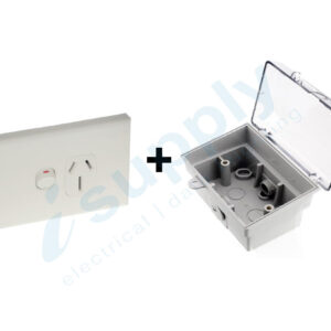 DEXTON Single Power Point 20 amp + Weatherproof Box Lock Clear Lid
