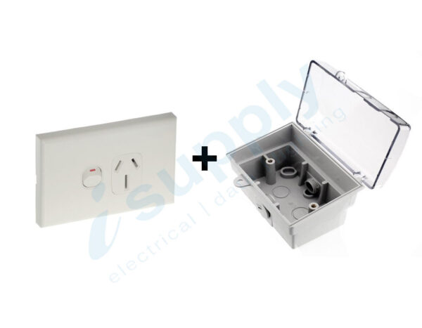 DEXTON Single Power Point 20 amp + Weatherproof Box Lock Clear Lid