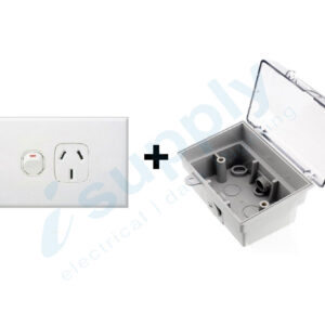 DEXTON Single Power Point + Weatherproof Box Lock Clear Lid