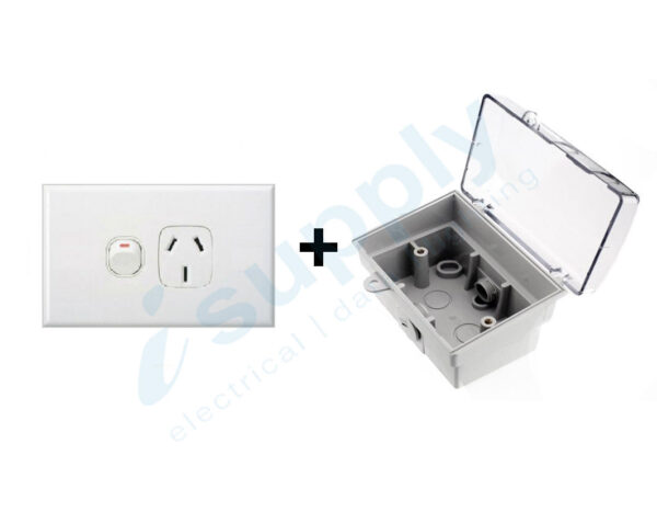 DEXTON Single Power Point + Weatherproof Box Lock Clear Lid